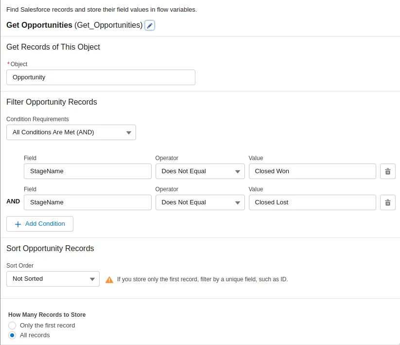 Get Opportunities Flow Element