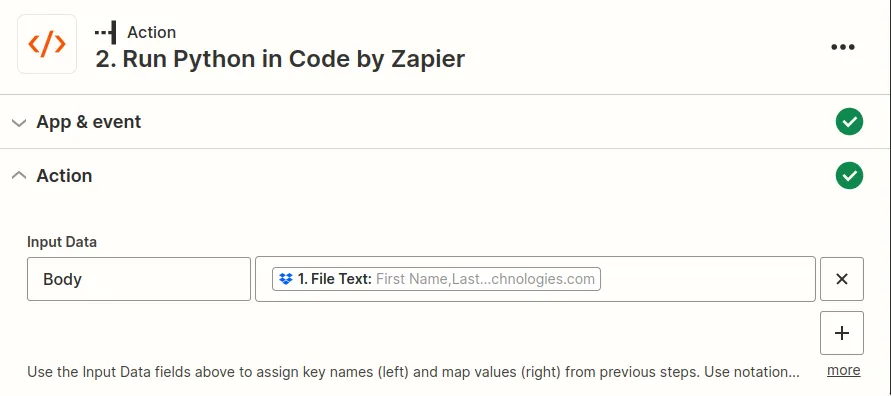 Zapier Code Block