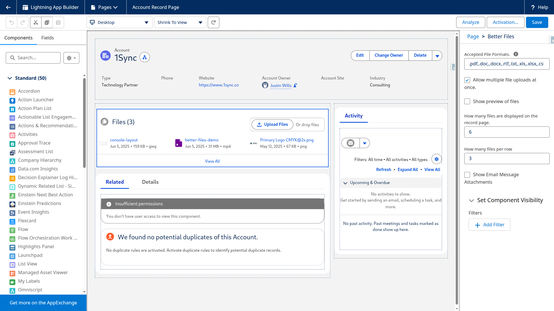 Better Files Lightning Page Setup