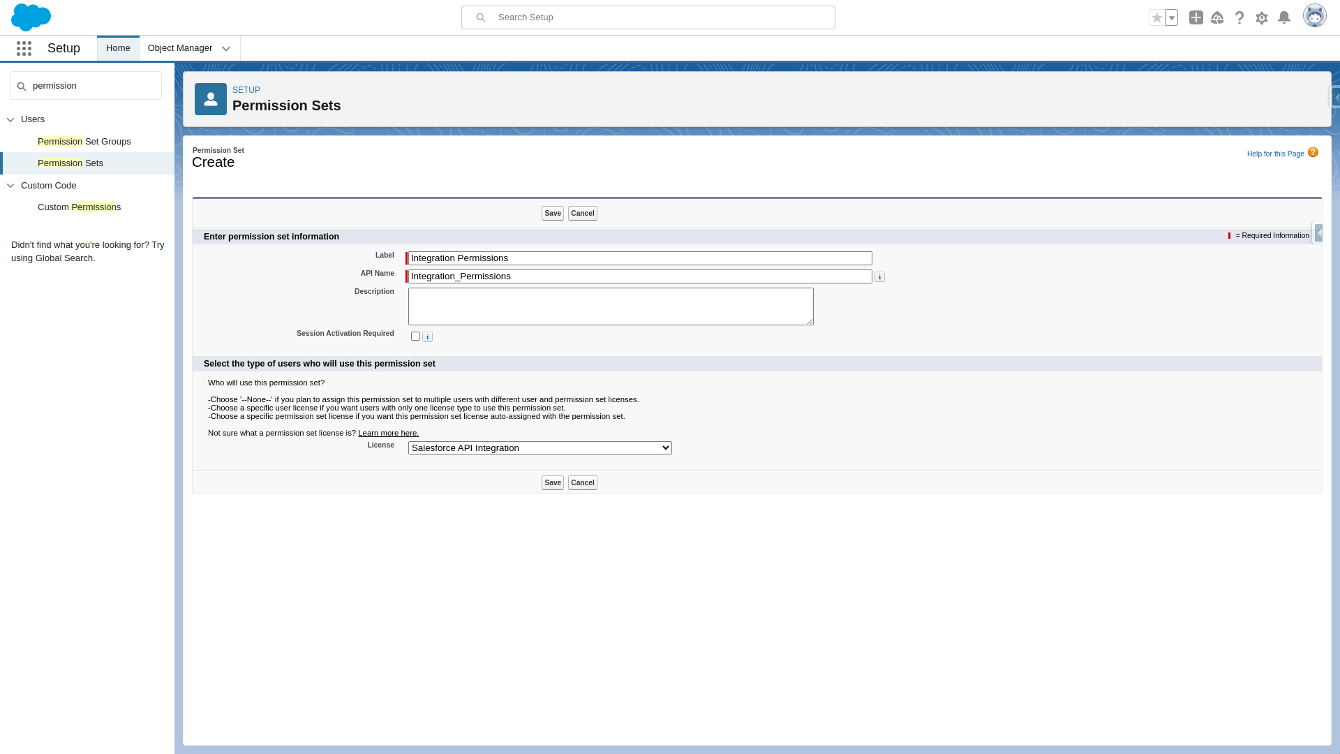 Permission Set Configuration